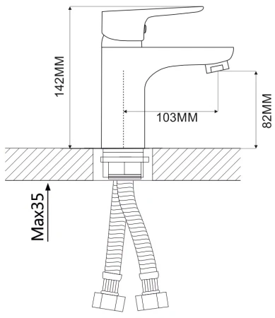 Смеситель для раковины Ammore однорычажный белый D-Lin (арт. A1003-C)