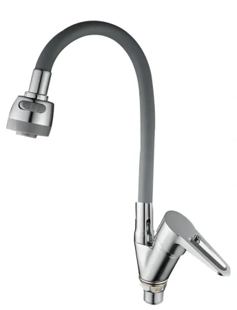 Смеситель для кухни однорычажный D-Lin гибкий излив хром/серый D-Lin (арт. D150303-2T)