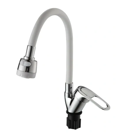 Смеситель для кухни однорычажный Ammore гибкий излив хром/белый Ammore (арт. A5040-3T)