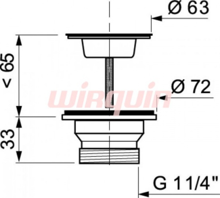Выпуск "Wirquin" с нержавеющей чашкой Ø63мм (1'1/4) Виркэн (арт. 30718055) оптом от компании Аквалига
