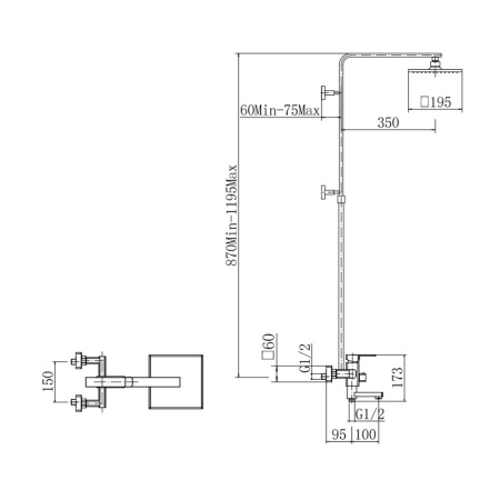 Смеситель с душевой стойкой Fashun латунь FASHUN (арт. A2420)