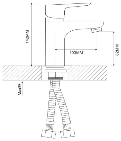 Смеситель для раковины Ammore однорычажный черный/матовый Ammore (арт. A1003-A)