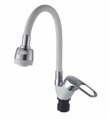 Смеситель для кухни однорычажный Ammore гибкий излив хром/белый Ammore (арт. A5040-C)