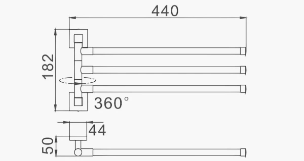 Держатель для полотенец D-lin поворотный тройной черный D-Lin (арт. D254222) оптом от компании Аквалига
