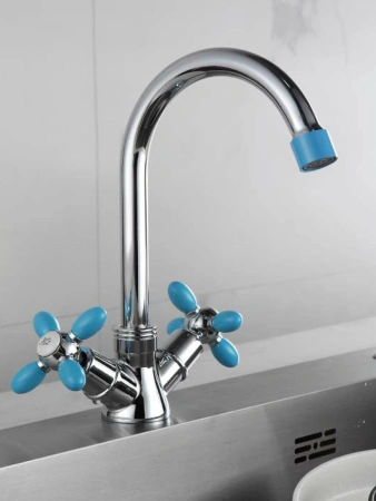 Смеситель-елочка Ammore хром/синий Ammore (арт. A1083-6)