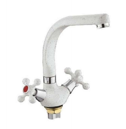 Смеситель-елочка Rainsberg литой излив на гайке хром/бежевый гранит RAINSBERG (арт. R5043KF-3)