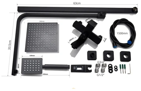 Смеситель для душевой D-Lin нержавеющая сталь черный D-Lin (арт. D10A03)