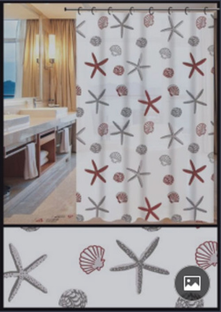 Штора для ванной 180х180 см морские звезды с ракушками на белом фоне FASHUN (арт. A8810) оптом от компании Аквалига
