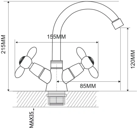 Смеситель-елочка Ammore хром/белый Ammore (арт. A1083-3)