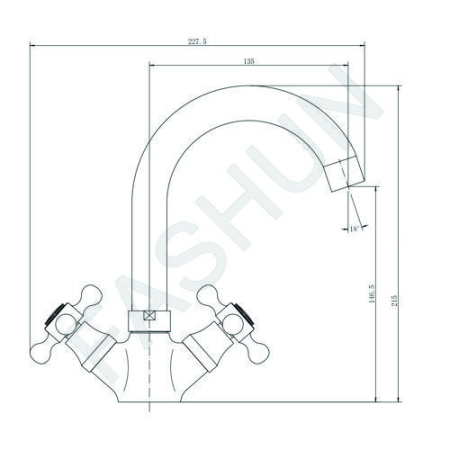 Смеситель для раковины двухвентильный Fashun латунь FASHUN (арт. A1319)