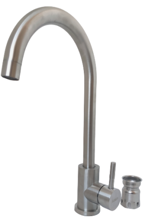 Смеситель для кухни Lemen высокий излив на гайке нержавеющая сталь LEMEN (арт. LA9001)