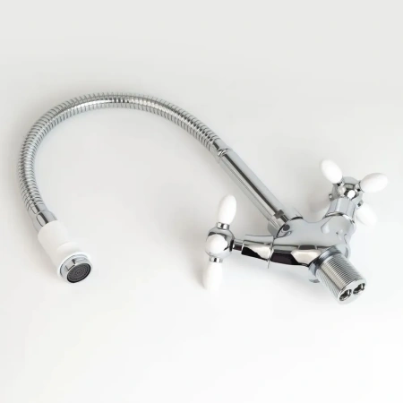 Смеситель-елочка Lemen гибкий излив хром/белый LEMEN (арт. LD-91634W-N19)