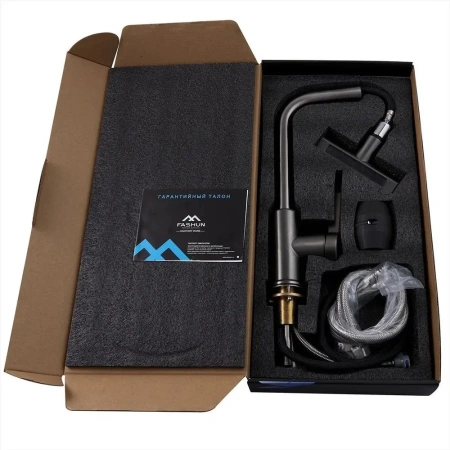 Смеситель для кухни однорычажный Fashun высокий излив нержавейка графит FASHUN (арт. A56131-17)