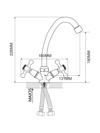 Смеситель-елочка Ammore без подводки Ammore (арт. A5081-B)