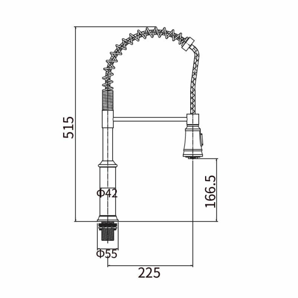 Смеситель для кухни однорычажный Fashun гибкий излив нержавейка FASHUN (арт. A56008)