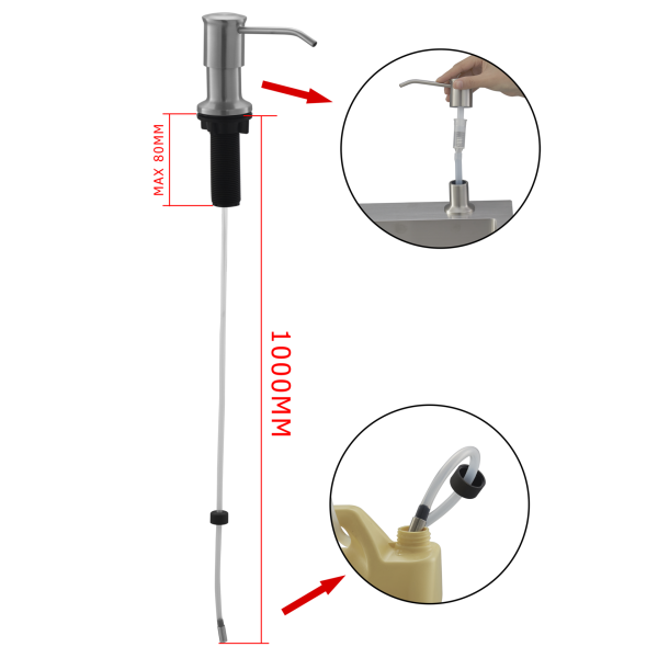 Дозатор жидкого мыла для кухонной мойки без колбы для забора из иной ёмкости сатин FASHUN (арт. A403C) оптом от компании Аквалига
