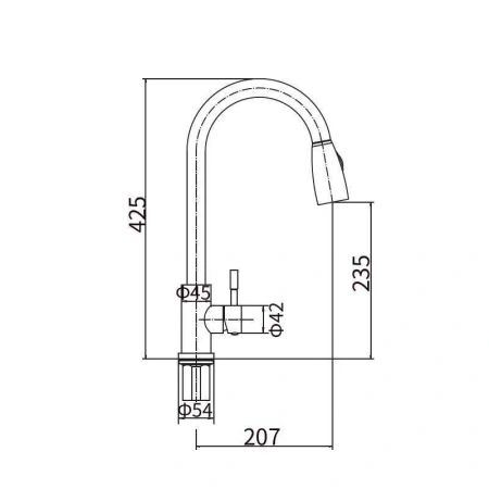 Смеситель для кухни однорычажный Fashun высокий излив нержавейка чёрный FASHUN (арт. A56109-7)