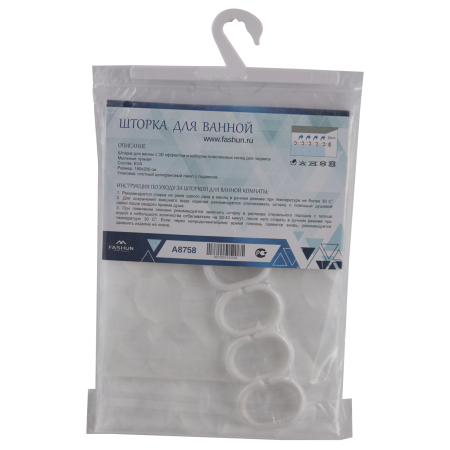 Штора для ванной 180х200 см с 3D эффектом полиэтилен перья белого дракона FASHUN (арт. A8758) оптом от компании Аквалига
