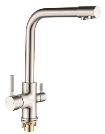 Смеситель для кухни Oute высокий излив на гайке для фильтра питьевой воды сатин латунь OUTE (арт. T653BL)