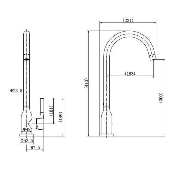 Смеситель для кухни однорычажный Fashun высокий излив нержавейка FASHUN (арт. A54023)