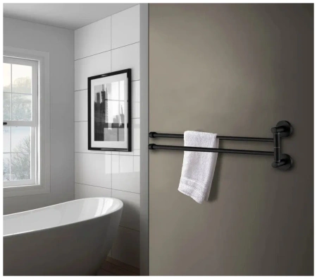 Держатель для полотенец D-lin поворотный двойной черный D-Lin (арт. D253222) оптом от компании Аквалига
