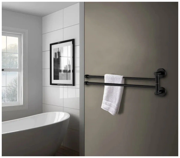 Держатель для полотенец D-lin поворотный двойной черный D-Lin (арт. D253222) оптом от компании Аквалига
