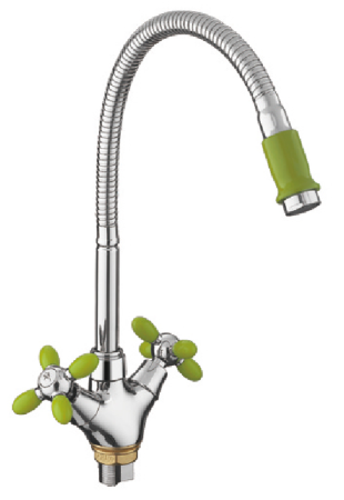 Смеситель-елочка Fashun гибкий излив хром/зелёный FASHUN (арт. A43127-6)