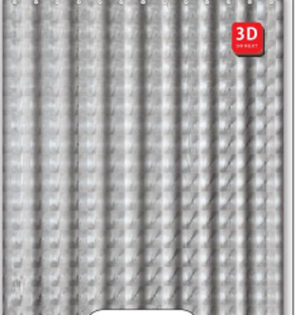 Штора для ванной 180х200 см с 3D эффектом полиэтилен серо-чёрный FASHUN (арт. A8754) оптом от компании Аквалига
