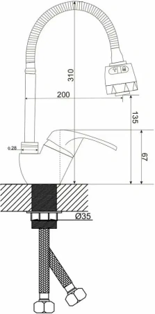 Смеситель для кухни однорычажный Feinise гибкий излив FEINISE (арт. S4615B)