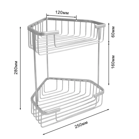 Полка в ванную угловая 2-ярусная FEINISE (арт. S069-2) оптом от компании Аквалига
