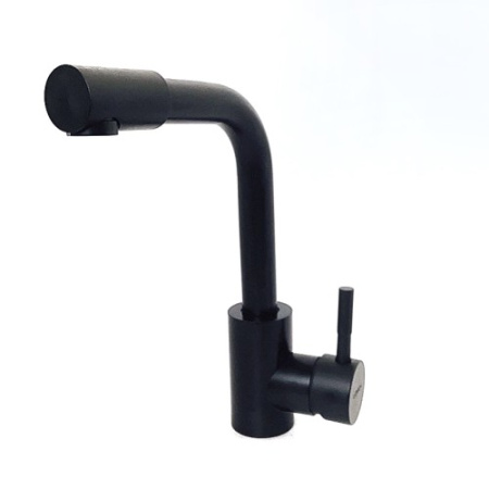 Смеситель для раковины однорычажный Lemen на гайке черный/матовый нержавейка LEMEN (арт. LA1061E)