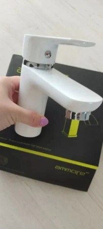 Смеситель для раковины Ammore однорычажный белый D-Lin (арт. A1003-C)