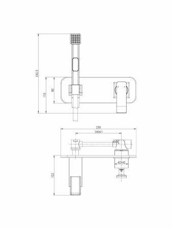 Смеситель для биде D-Lin настенный чёрный D-Lin (арт. D180202-A)
