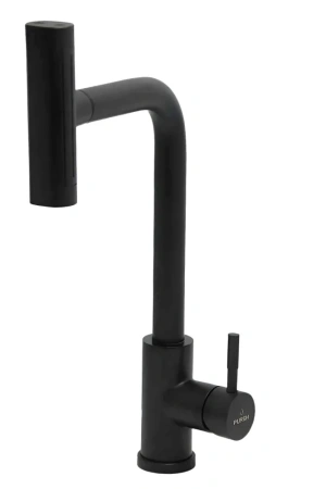 Смеситель для кухни однорычажный Pursh высокий излив чёрный Pursh (арт. R64300E)
