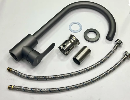 Смеситель для кухни Pursh высокий излив чёрный Pursh (арт. R93303E)