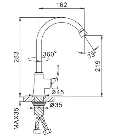 Смеситель для кухни однорычажный Frap высокий излив FRAP (арт. F40501)