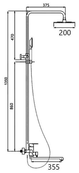 Смеситель для душевой D-Lin нержавейка D-Lin (арт. H10A23)