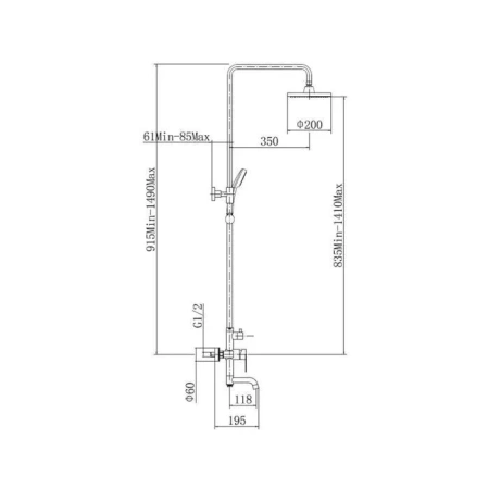 Смеситель с душевой стойкой Lemen нержавейка LEMEN (арт. LS480)