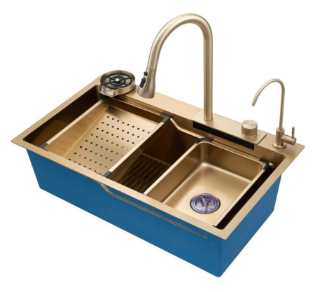 Мойка врезная многофункциональная 78х46 см, глубина 21см золото OUTE (арт. T87846J) оптом от компании Аквалига
