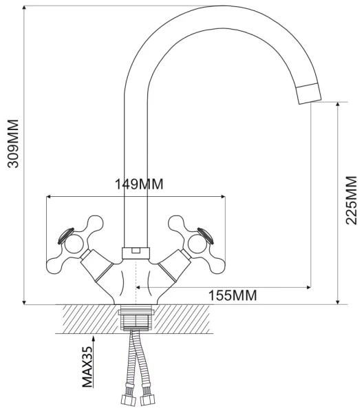 Смеситель-елочка Ammore хром/белый Ammore (арт. A5681-C)
