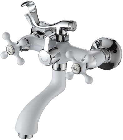 Смеситель для ванны двухвентильный Ammore короткий излив хром/белый Ammore (арт. A3081-C)