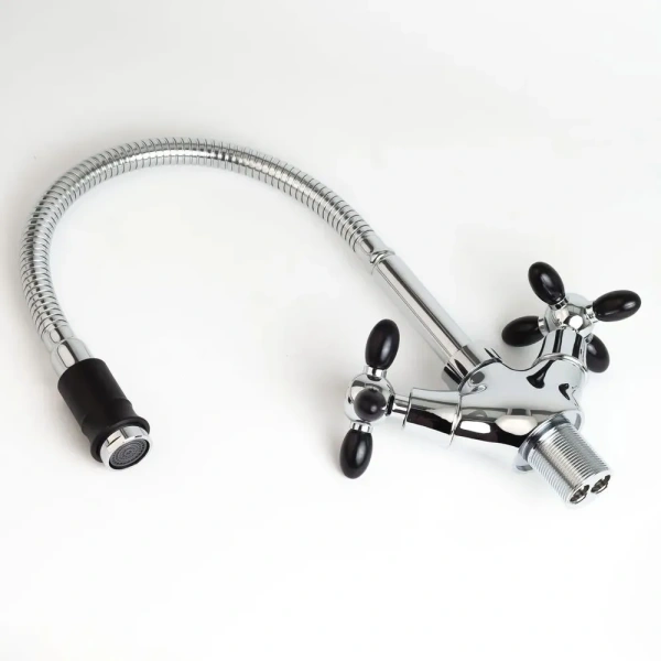 Смеситель-елочка Lemen гибкий излив хром/чёрный LEMEN (арт. LD-91634E-N19)