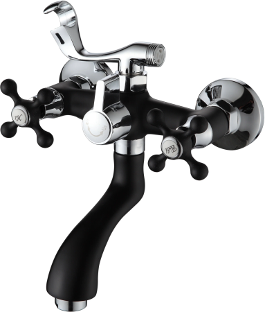 Смеситель для ванны двухвентильный Ammore короткий излив хром/чёрный Ammore (арт. A3081-A)